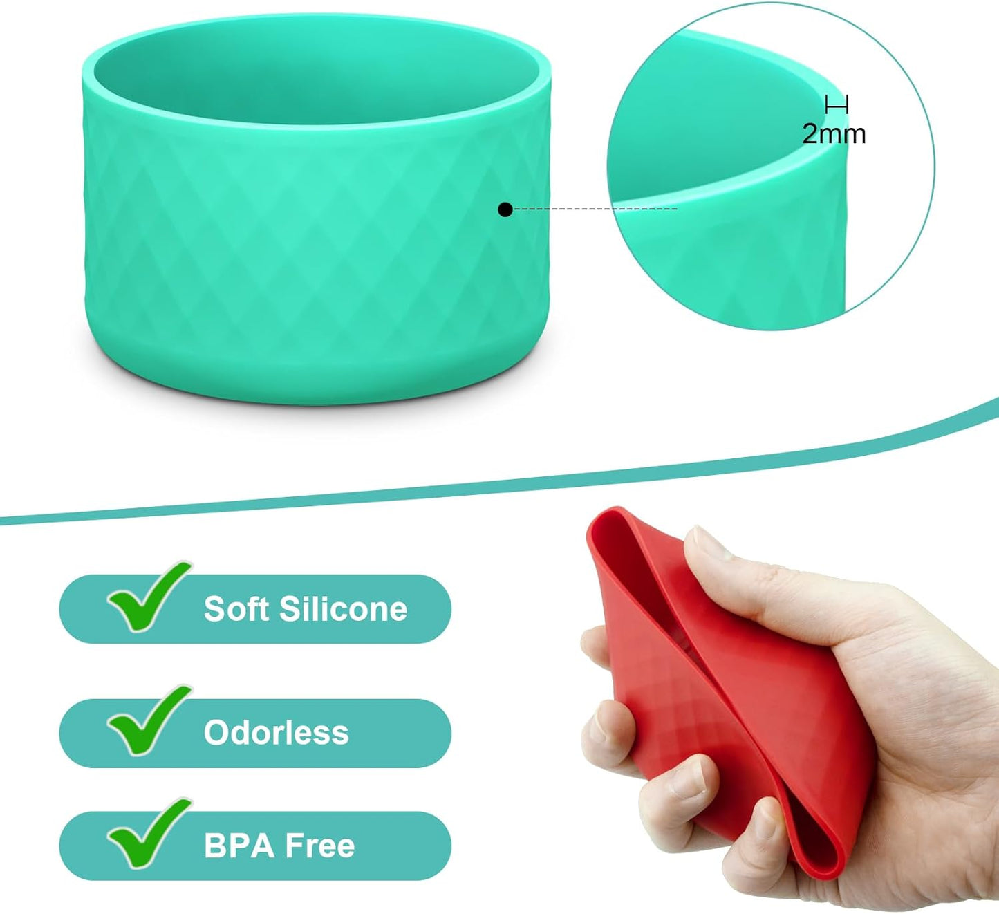 Upgrade 2PCS Protective Silicone Boot Bumper for Stanley Quencher Adventure 40oz 30oz IceFlow 20oz 30oz Tumbler, Water Bottle Bottom Sleeve Cover Accessories for Stanley Mug Cup(Cyan)