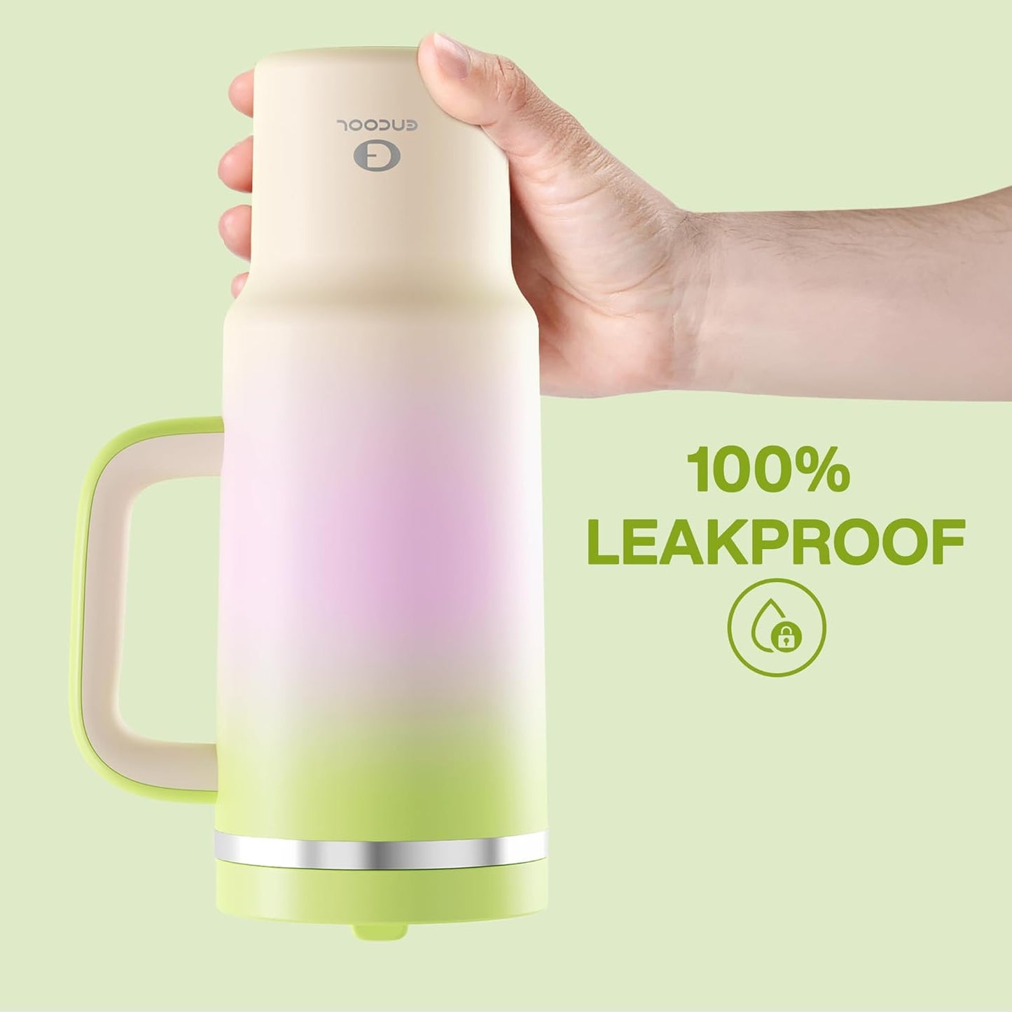 ENCOOL 40 oz Tumbler with Handle and Straw: Stainless Steel Insulated Tumbler Keeps Cold for 24 Hours, Leakproof Travel Cup Fits in Cup Holder and BPA-Free, Morning Dew