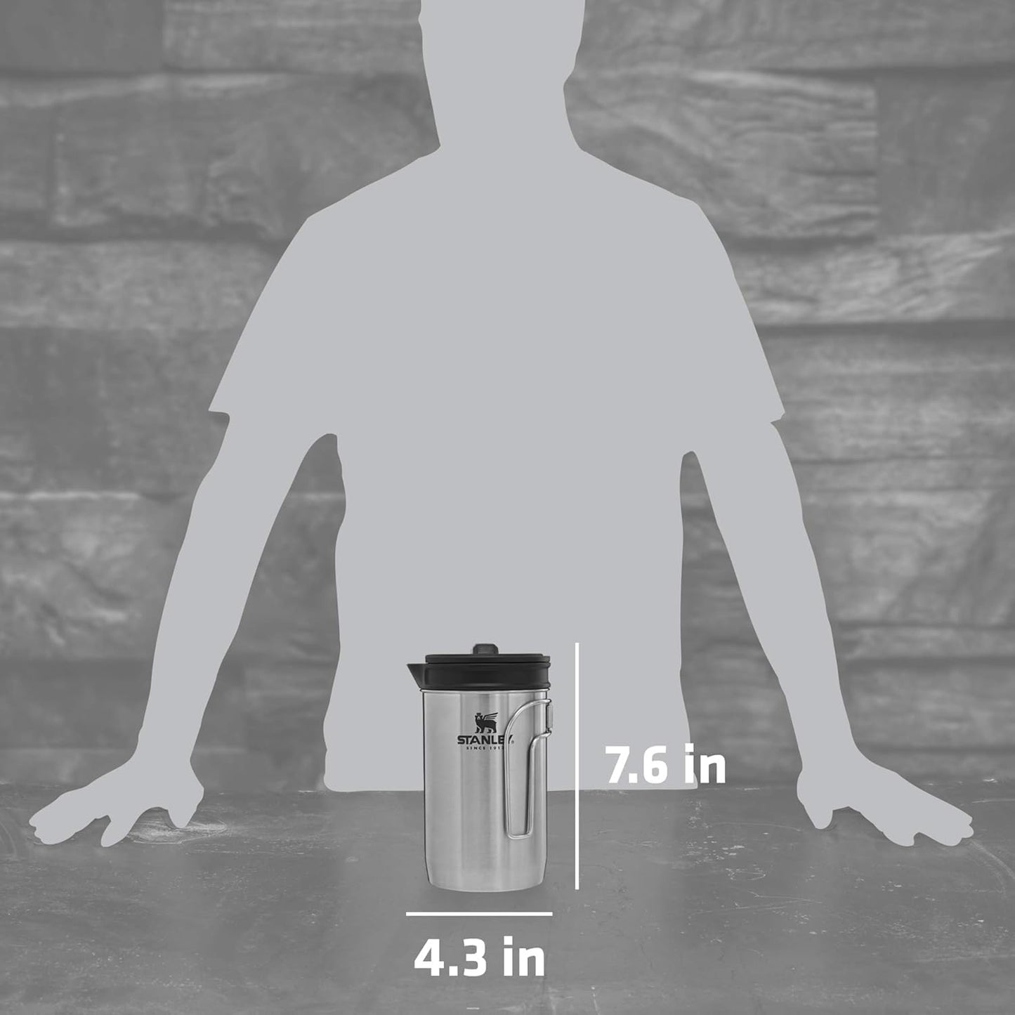 STANLEY All In One French Press Coffee Maker 32 oz | 5 Minute Brew, 4 Hours Hot | Mesh Filter for Coffee Grounds | Insulated Stainless Steel French Press | BPA-Free | Stainless Steel Shale