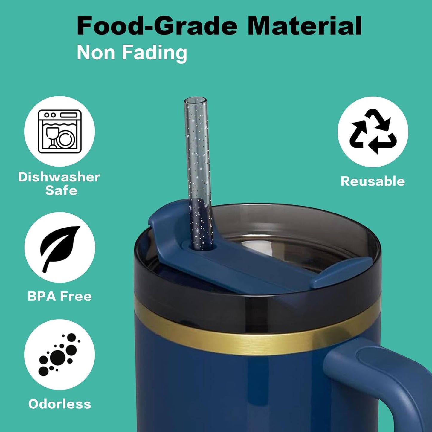 Replacement Straws for Stanley|Owala|Simple Modern 40 oz 30 oz 64 oz Tumbler, Reusable Color Drinking Straws with Cleaning Brush for Stanley Cup Accessorie，BPA Free, Dishwasher Safe