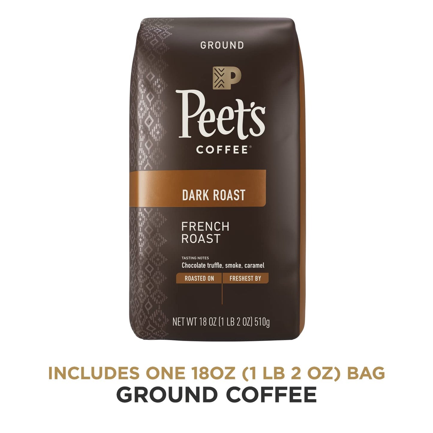 Peet's Coffee Dark Roast Ground Coffee | French Roast | 36 Ounces | 2 Bags