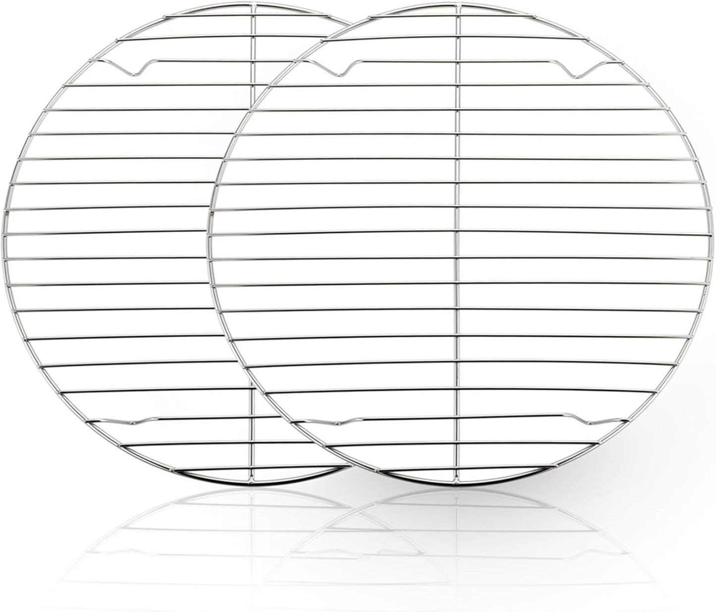 TeamFar Round Cooling Rack Set of 2, 10½ Inch Round Wire Baking Steaming Roasting Rack Set Stainless Steel, Healthy & Mirror Finish, Oven & Dishwasher Safe