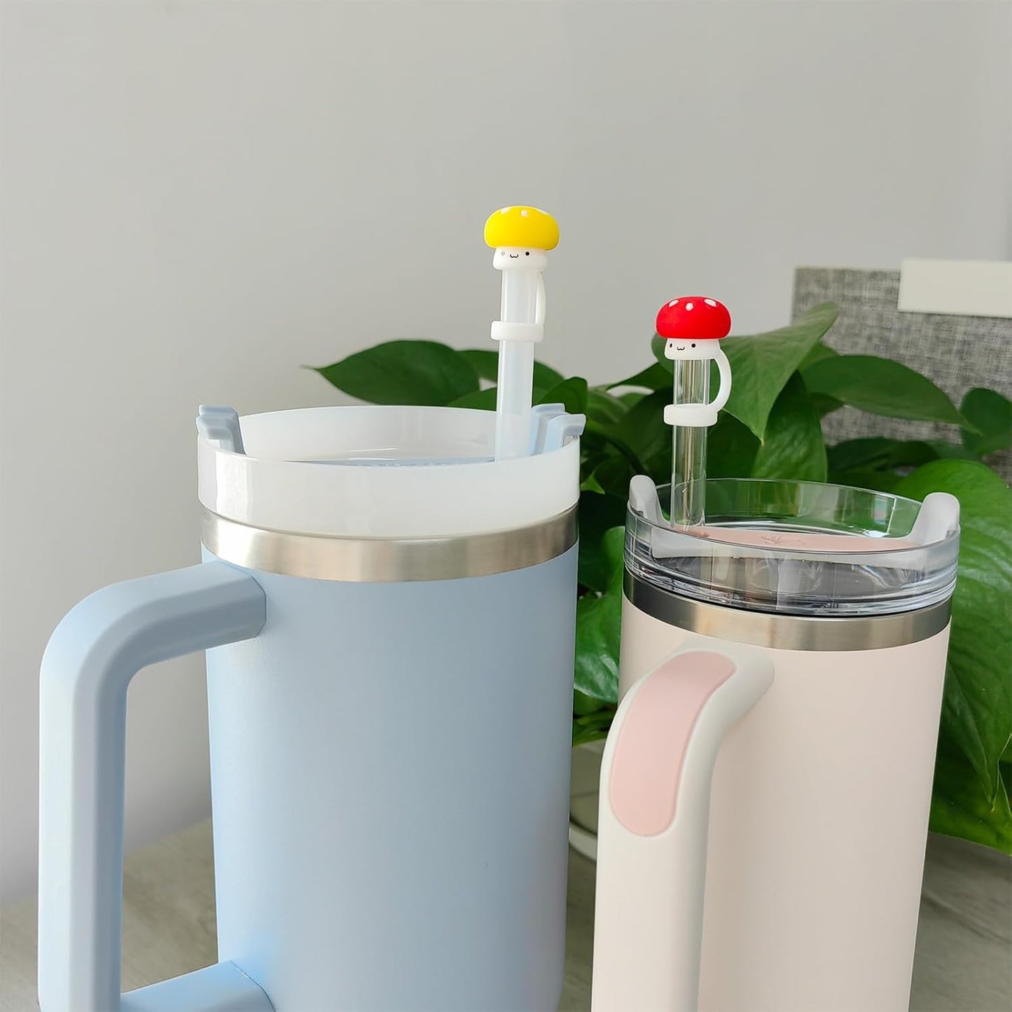 4 Pack Silicone Straw Covers Cap for Stanley Cup 30 40 oz, Cute Mushroom Straw Topper, Accessories for Stanley Cup Tumbler, Christmas Gifts for Women