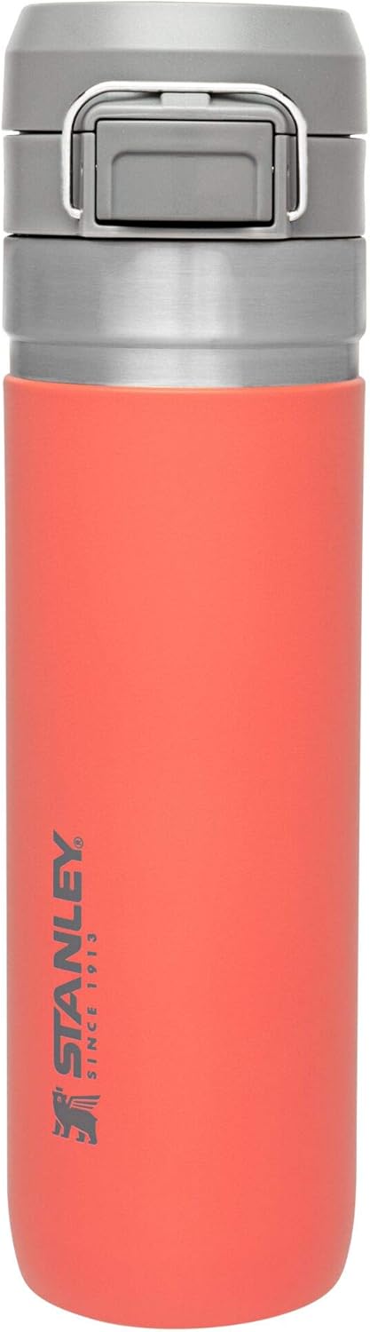 Stanley Quick Flip GO Water Bottle 24 oz | Push Button Lid | Leakproof and Packable for Travel and Sports | Insulated Stainless Steel | BPA-Free | Guava