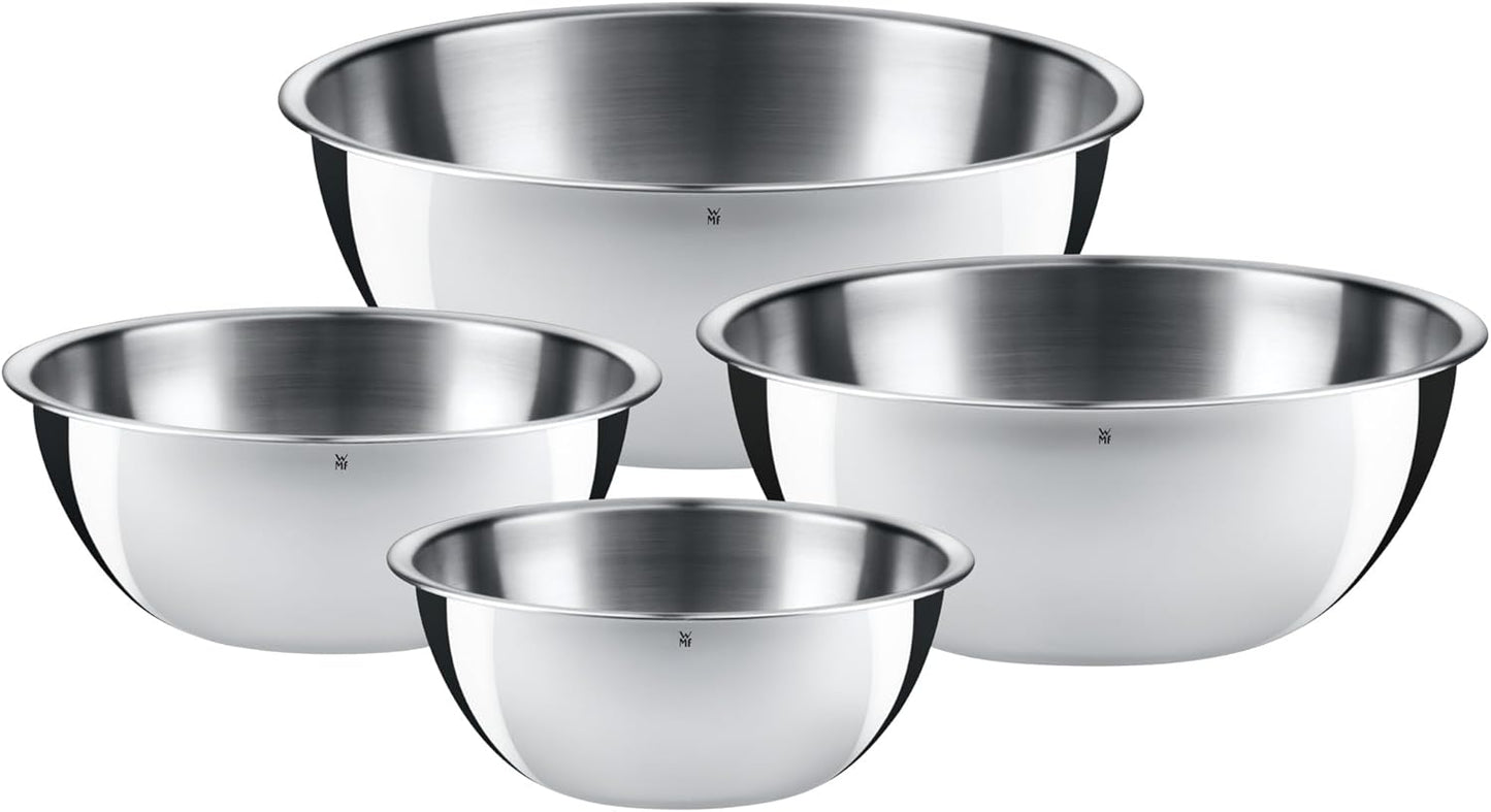 WMF 645709990 Gourmet Bowl Set for Kitchen 4-Piece, Cromargan Stainless Steel, Multifunctional, Mixing Bowl, Serving Bowl, Stackable