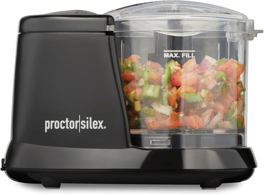 Proctor Silex Durable Electric Vegetable Chopper & Mini Food Processor for Chopping, Puree & Emulsify, 1.5 Cup, Black