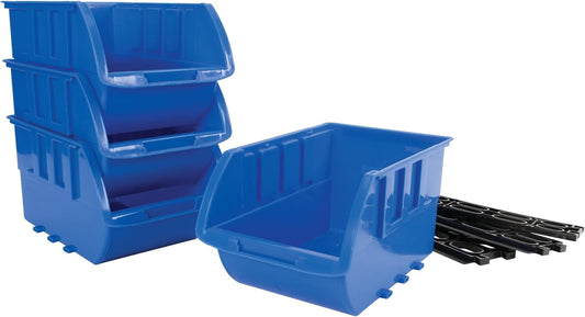 Performance Tool W5196 Large Stackable Storage Trays - Adjustable for Vertical or Horizontal Position, Blue, Pack of 4