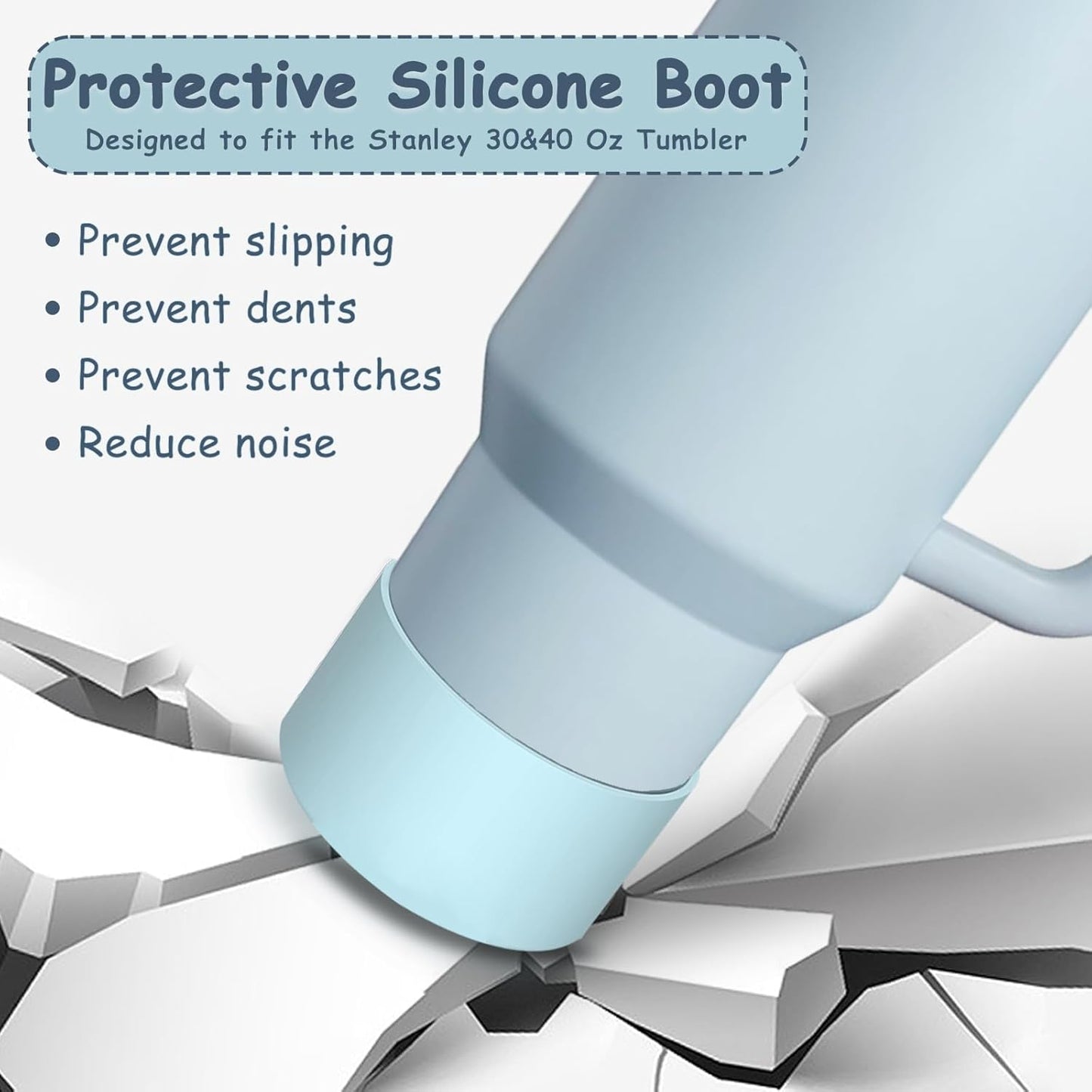 Stanley Cup Accessories Set,Including 2 Pcs 0.4in Straw Cover, 1 Silicone Spill-Proof Stopper Set of 3, 1 Cute Flower Handle Charm, 1 Silicone Boot Fits Stanley 40&30 Oz Tumbler (Blue)