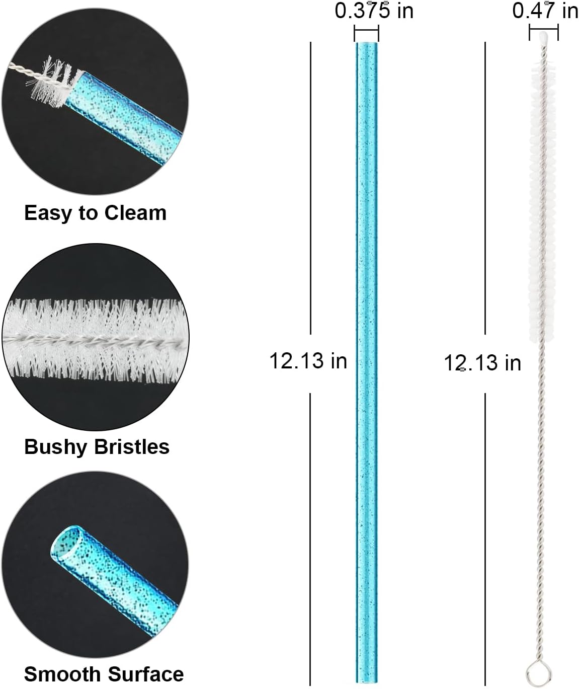 Replacement Straw for Stanley Cup 40 oz 30 oz Tumbler, 10 Pack 12.13-In Long Reusable Plastic Straw with Cleaning Brush, Dishwasher Safe