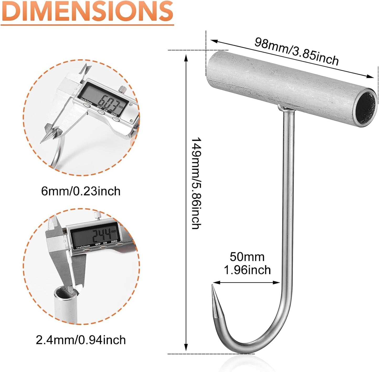 ARTOYS Stainless Steel Meat Hook - 2Pcs - T-Shaped Butcher's Hook for Easy Processing,T-Handle Boning Hooks,Great Hook for The Home-Butcher