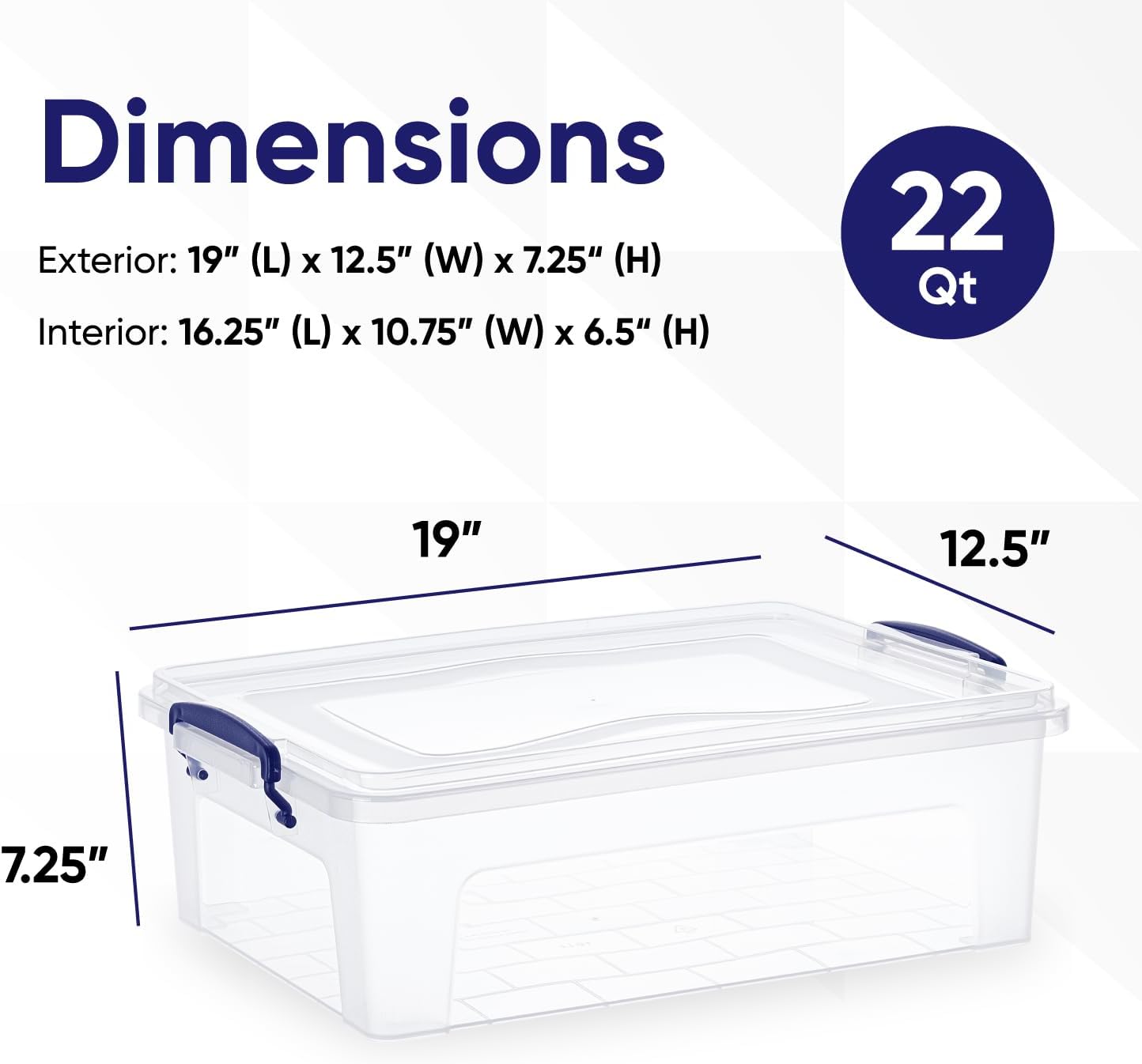 Superio Clear Storage Box with Lid, 22 Quart Plastic Container Bins for Organizing, Stackable Crate, Storage Bin Organizer for Home, Office, School, and College