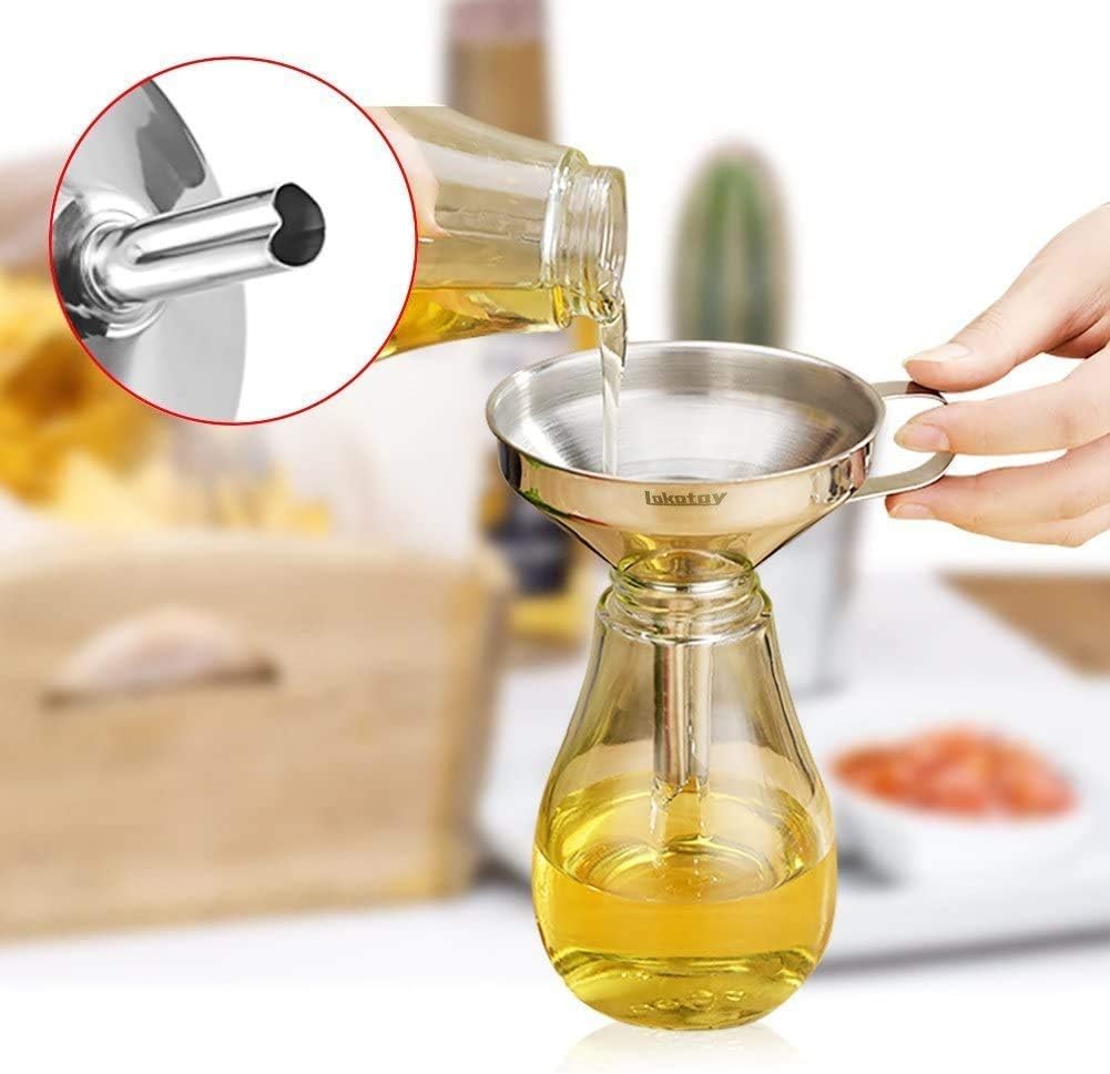Kitchen Funnel, 3 Piece Stainless Steel Funnels Set with Handle Design and Removable Strainer, Great for Transferring of Liquid, Fluid, Dry Ingredients & Powder, Funnels for Filling Bottles