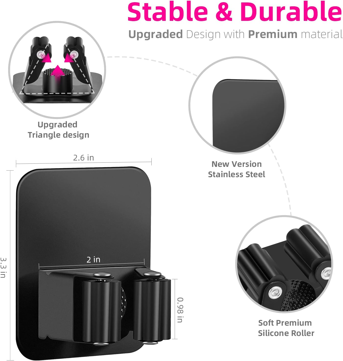 8 Pack Broom Holder Wall Mount, Improved Super Anti-Slip Mop and Broom Holder Wall Mount, Broom Hanger Gripper for Kitchen, Bathroom, Closet, Garden Garage, Black