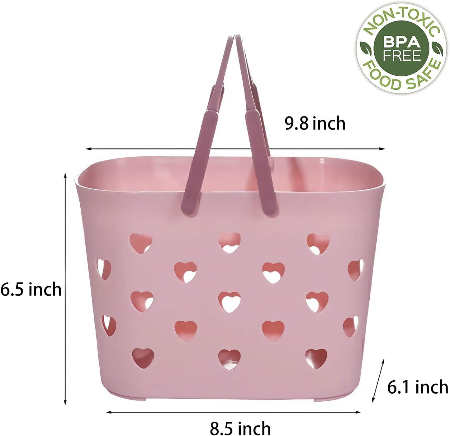Anyoifax Portable Shower Caddy Tote Plastic Storage Basket with Handle Box Organizer Bin for Bathroom, College Dorm, Pantry, Kitchen, 2 Pack, Pink