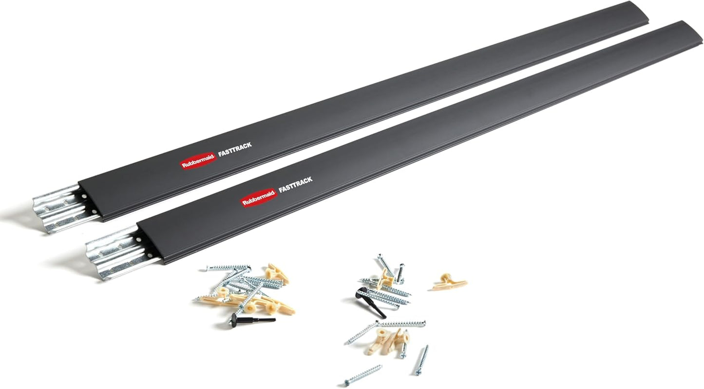 Rubbermaid FastTrack Wall Mounted Storage and Organization System Rail Horizontal 48" 2-Pack Holds up to 1750 pounds Each Rail for Home/Garage Storage and Organization