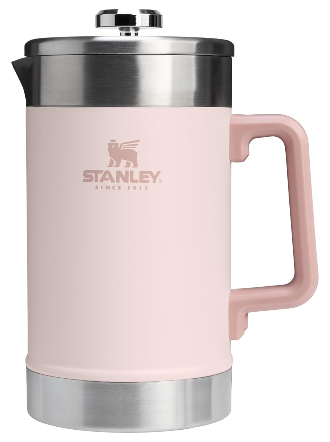 STANLEY Classic Stay-Hot French Press Coffee Maker 48 oz | 5 Minute Brew, 4 Hours Hot | Mesh Filter for Coffee Grounds | Insulated Stainless Steel French Press | BPA-Free | Rose Quartz