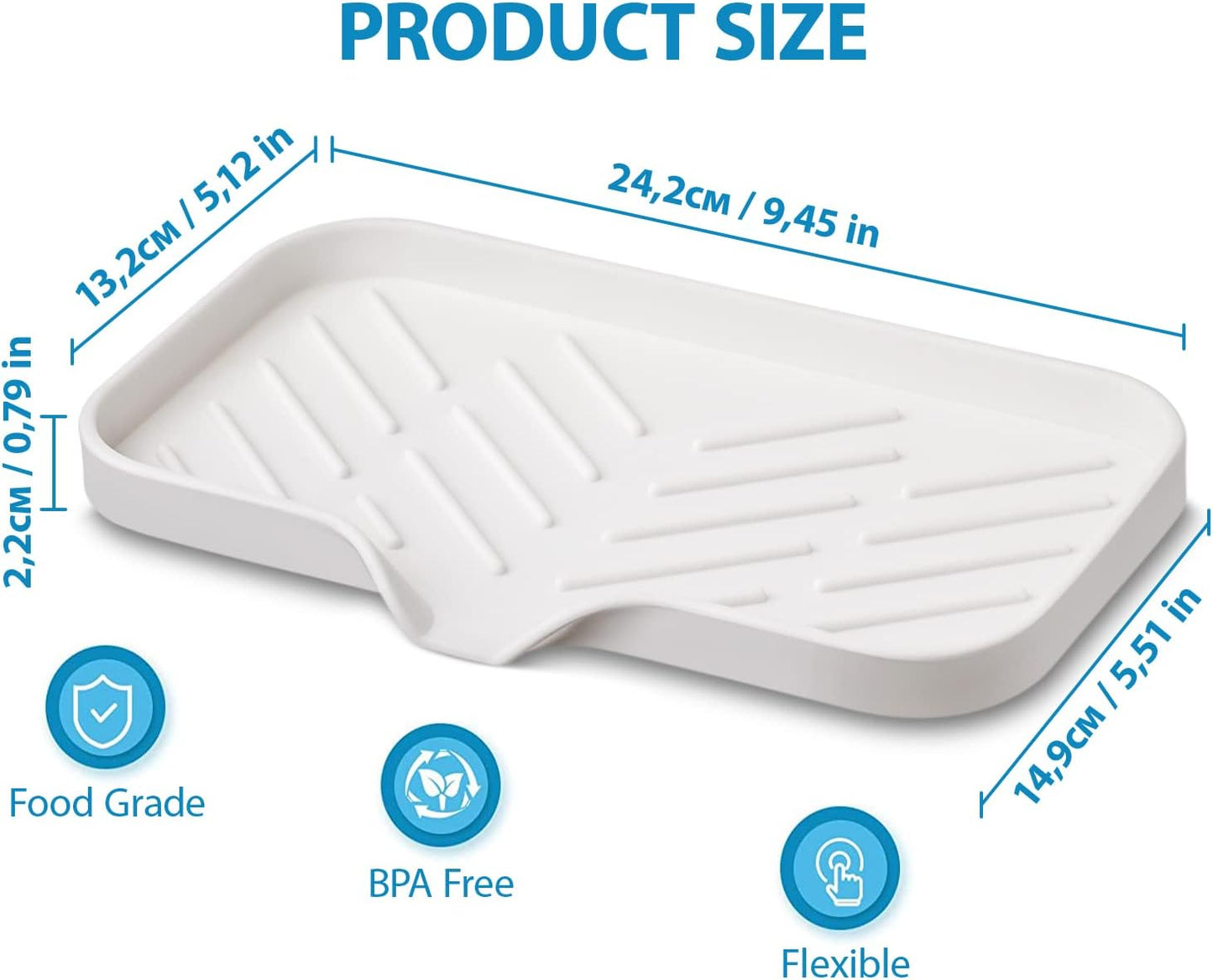 1 Pc Cream Silicone Sponge Holder | Sink Tray for Dish Sponges and Soap Organization | 9.45 x 5.51