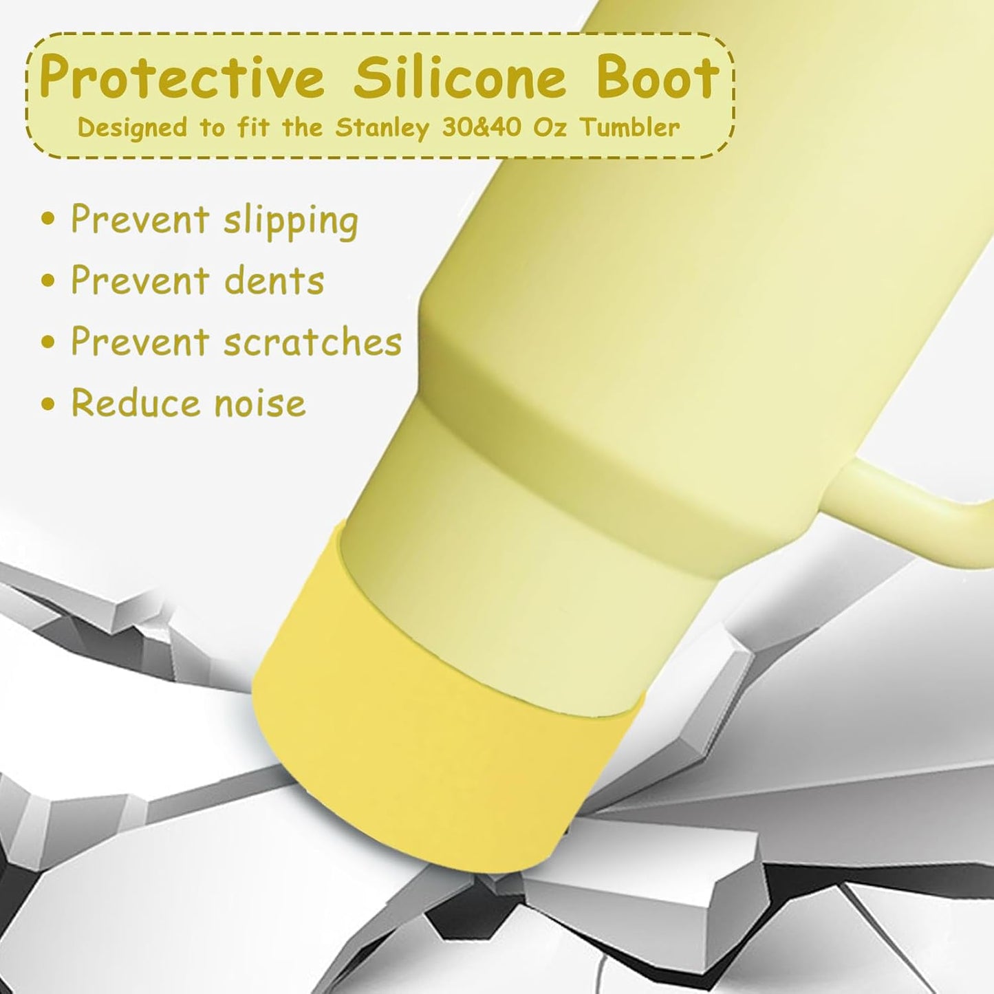 Stanley Cup Accessories Set,Including 2 Pcs 0.4in Straw Cover, 1 Silicone Spill-Proof Stopper, 1 Cute Handle Charm, 1 Silicone Boot Fits Stanley 40&30 Oz Tumbler (Lemon Yellow)