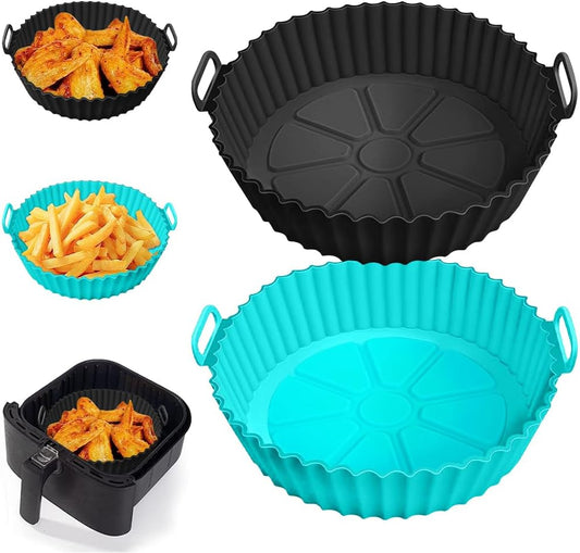 Silicone Air Fryer Liners for Ninja AF101 4QT AF141 5QT AF150 AF161 XL MAX 5.5QT for Ninja Foodi and Most 3-5 Quart Airfryers, Air Fryer Oven Microwave Accessories, Better than Disposable Paper Liner
