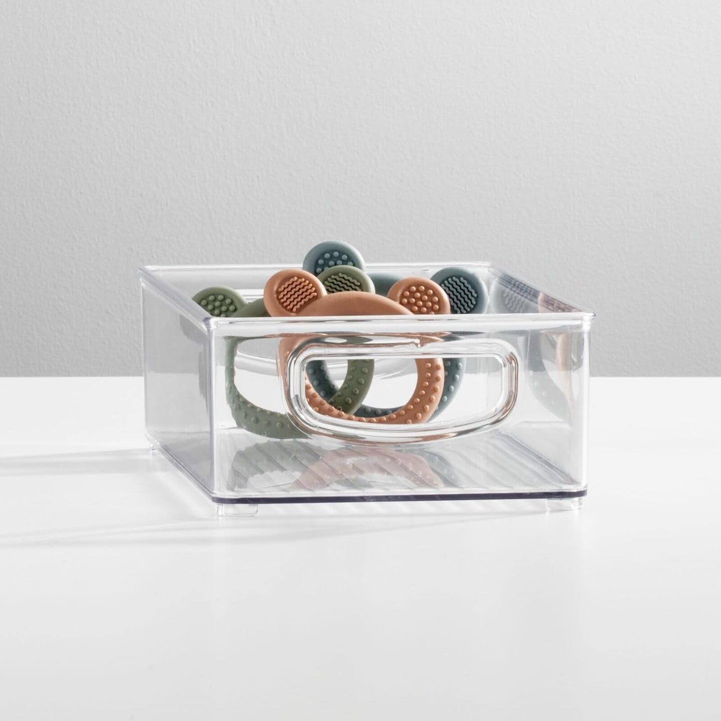 mDesign Small Plastic Baby Nursery and Food Organizer -Storage Holder Bin with Handles for Closet, Cupboard, Cabinet, Drawers, Shelves - Holds Canned Food, Bottles, Formula - Ligne Collection, Clear