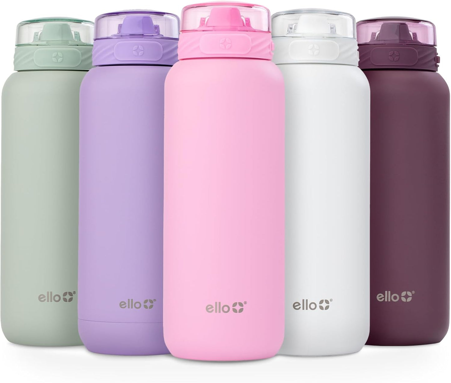 Ello Cooper 32oz Stainless Steel Water Bottle with Straw and Carry Handle, Double Walled and Vacuum Insulated Metal, Leak Proof Locking Lid with Soft Silicone Spout, Reusable, BPA Free, Bubblegum