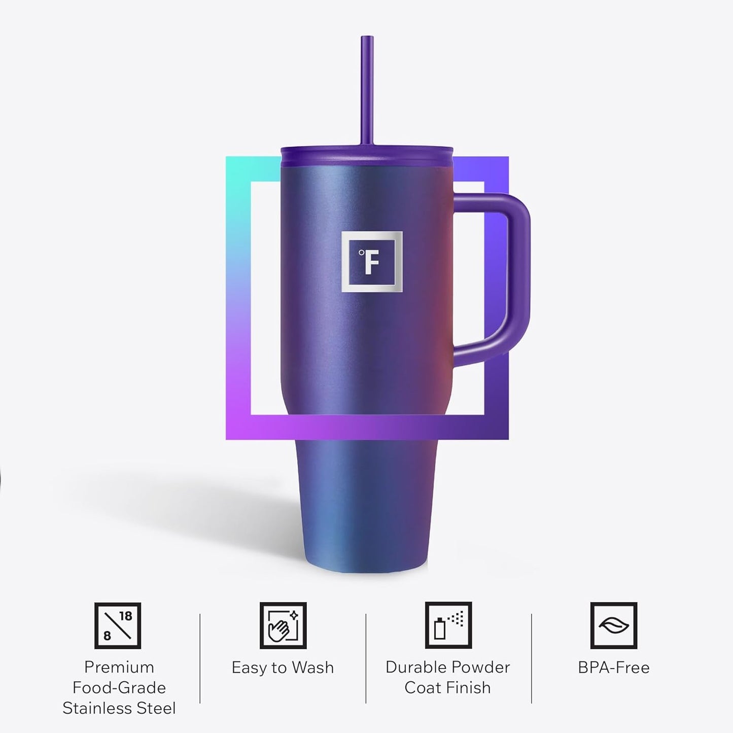 IRON °FLASK Co-Pilot Insulated Mug w/Straw & Flip Cap Lids - Cup Holder Bottle for Hot, Cold Drink - Leak-Proof - Water, Coffee Portable Travel Mug - Burgundy, 32 Oz