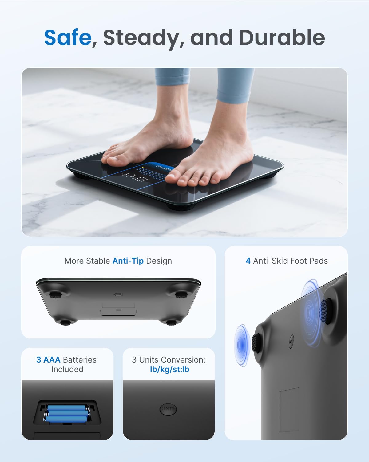 RENPHO Weight Scale with 7-Day Weight Trend, Digital Bathroom Scale for Body Weight with Large LED Display, High-Accurate Weighing Scale with Sturdy and Durable Base, 11.02", 400lbs, Core 1X