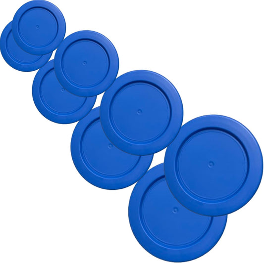 1, 2, 4 & 7 Cup Blue Replacement Lids/Covers for Pyrex, Anchor Hocking & KlareWare Storage Bowls *Lids Only Glass Container Not Included* (8 Pack *Two of Each Size*)