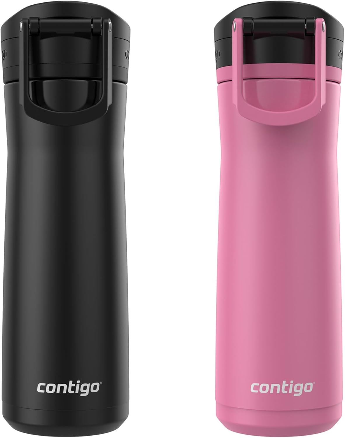 Contigo Jackson Chill 2.0 Water Bottle with Autopop Lid, 20oz, 2-Pack, Pink and Black