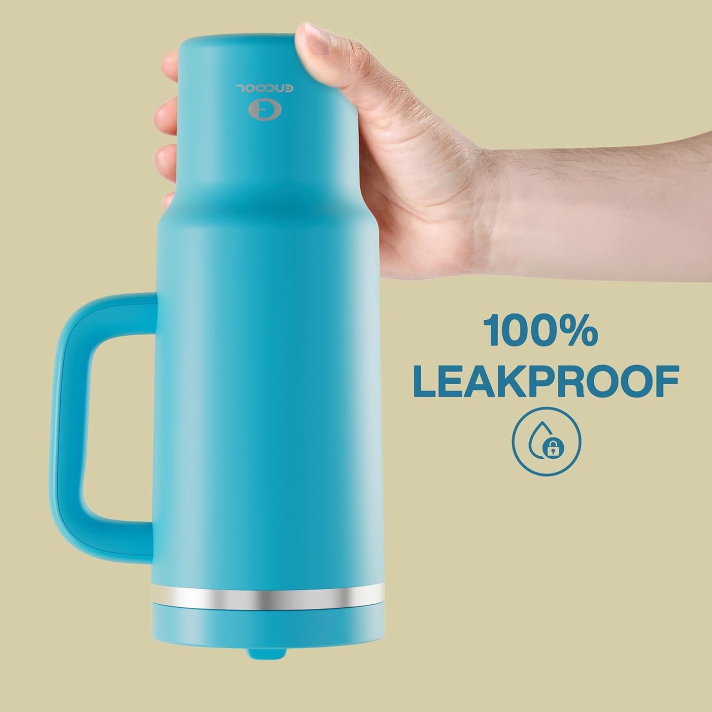 40 oz Tumbler with Handle and Straw: Stainless Steel Insulated Tumbler Keeps Cold for 24 Hours, Leakproof Travel Cup Fits in Cup Holder and BPA-Free,Azure Blue