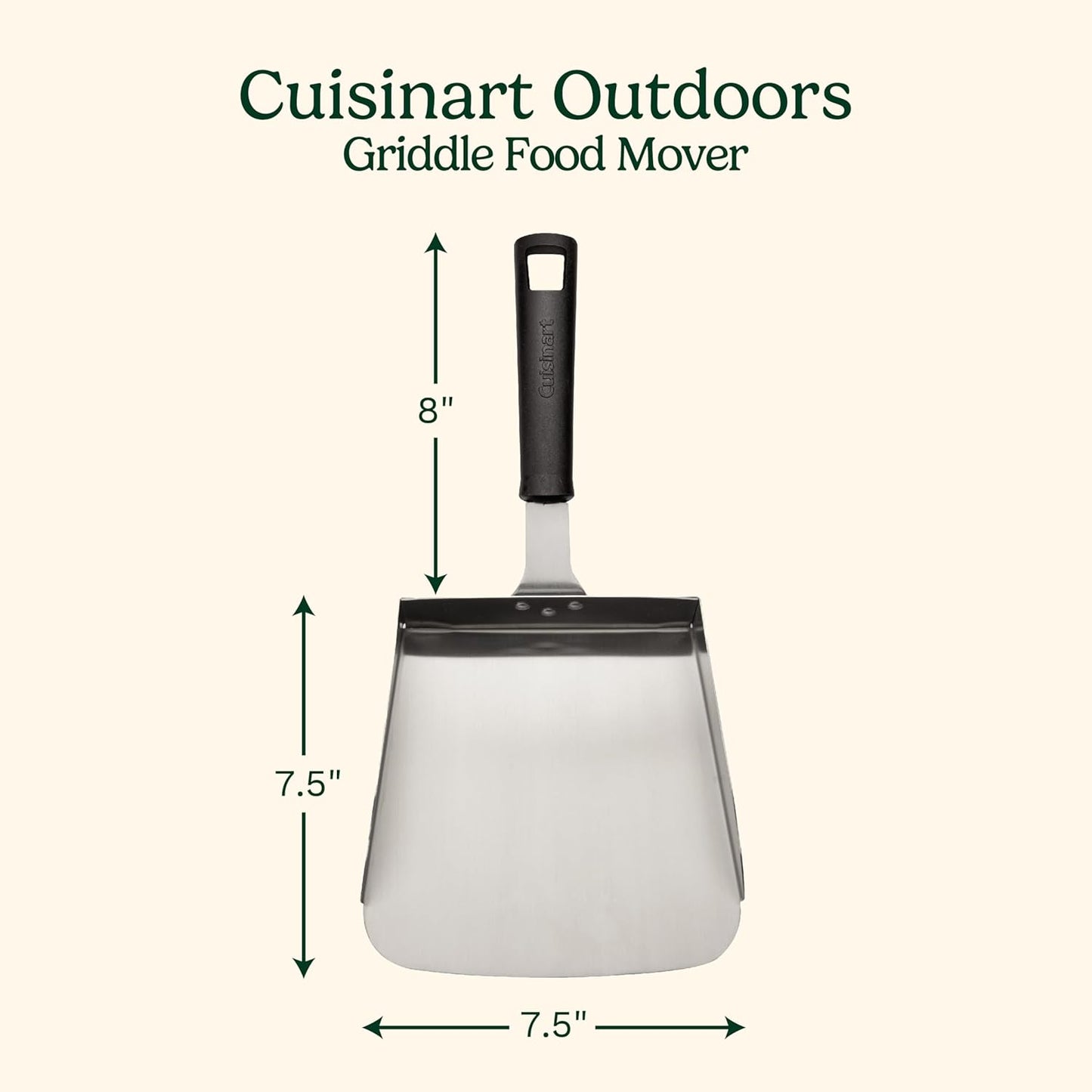 Cuisinart Griddle Food Mover - Extra-Large Stainless Steel Spatula for Rice, Vegetables and More, Perfect BBQ Tool, Cookouts, and Griddles, Large Scooper, 5-cup Capacity Food Scoop