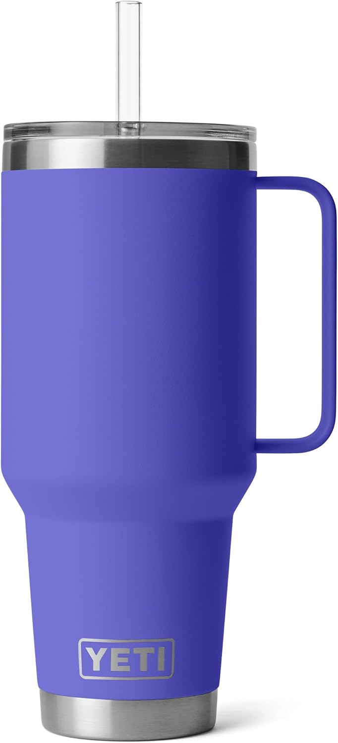 YETI Rambler 42 oz Tumbler with Handle and Straw Lid, Travel Mug Water Tumbler, Vacuum Insulated Cup with Handle, Stainless Steel, Ultramarine Violet