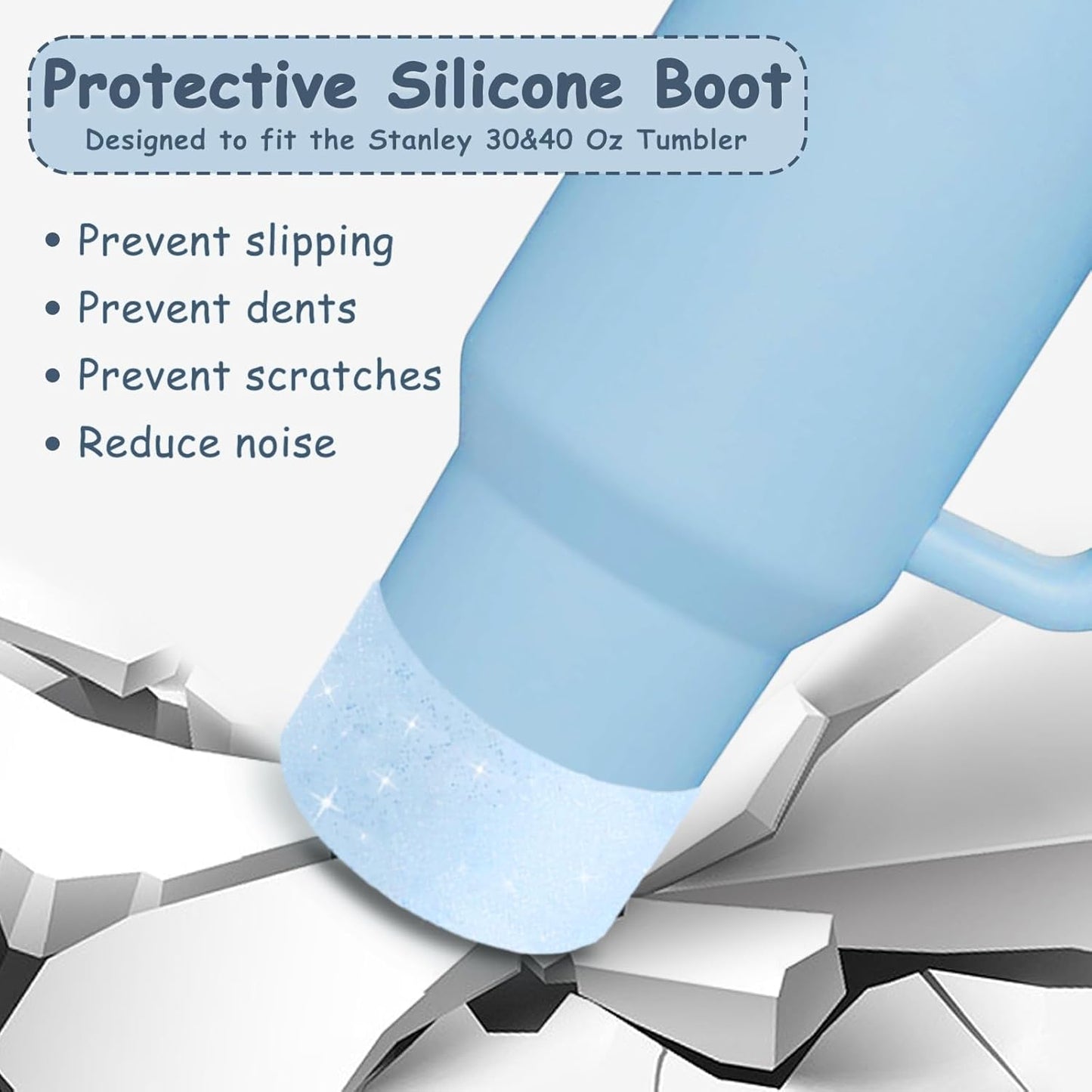 Stanley Cup Accessories Set,Including 2 Pcs 0.4in Straw Cover, 1 Silicone Spill-Proof Stopper Set of 3, 1 Cute Moon Handle Charm, 1 Silicone Boot Fits Stanley 40&30 Oz Tumbler (Blue 2.0)