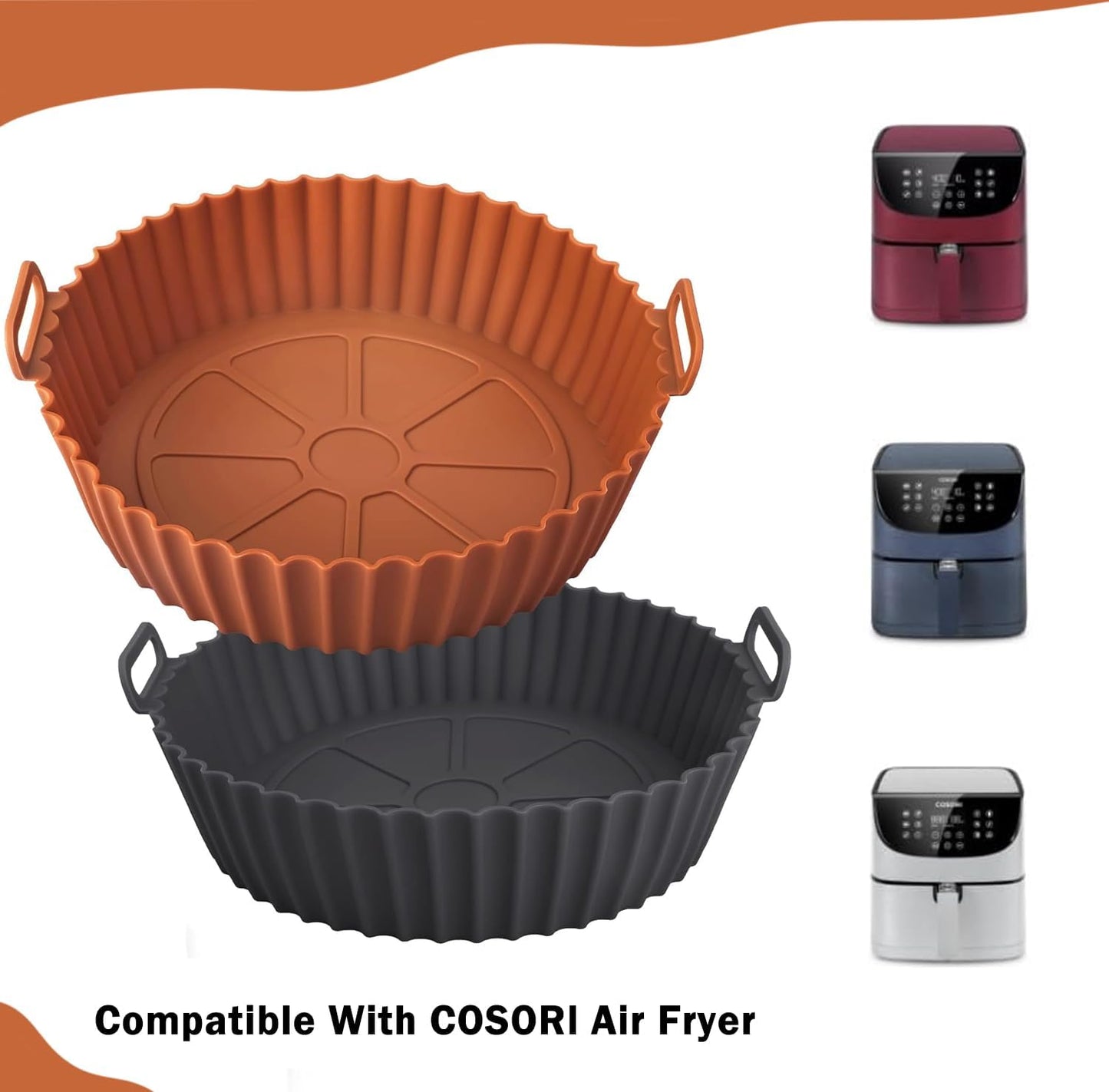 Solala 2 Pack Air Fryer Silicone Liners for 5 QT orBigger (Brown+Black)