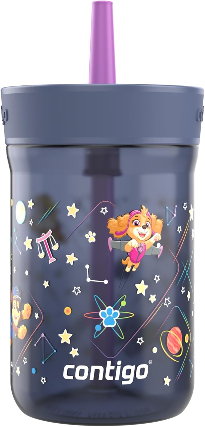 Contigo Kids Leighton Spill-Proof Paw Patrol Tumbler with Straw, 14oz, Space Zodiac, Purple