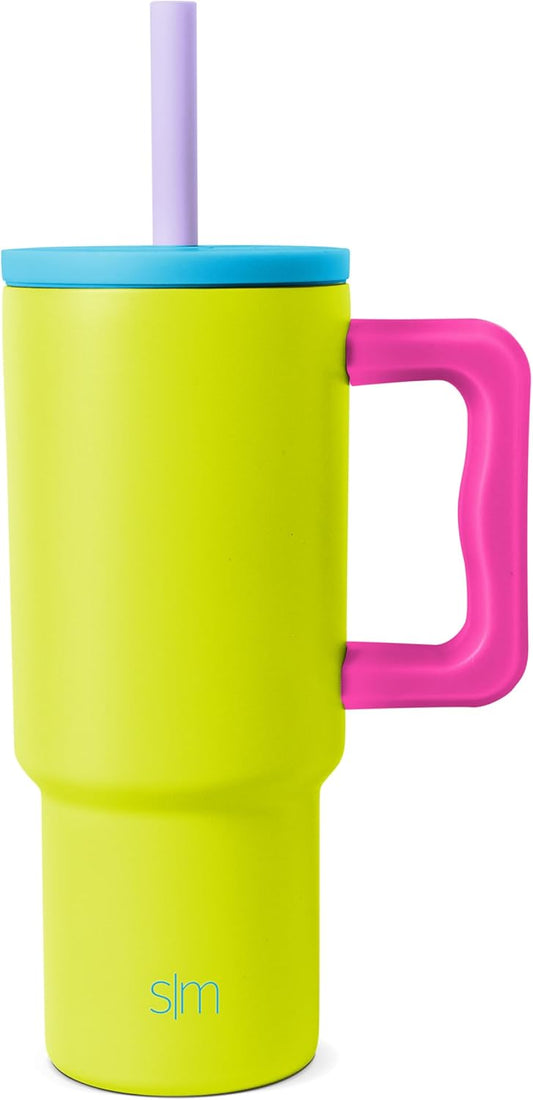 Simple Modern Kids 24 oz Tumbler with Handle and Silicone Straw Lid | Spill Proof and Leak Resistant | Reusable Stainless Steel Bottle | Gift for Kids Boys Girls | Trek Collection | Paradise Bay Mix