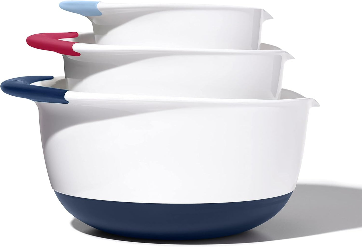 OXO,plastic Good Grips 3-Piece Mixing Bowl Set – Blueberry, Jam & Seltzer Handles,4.7 LITERS, Large