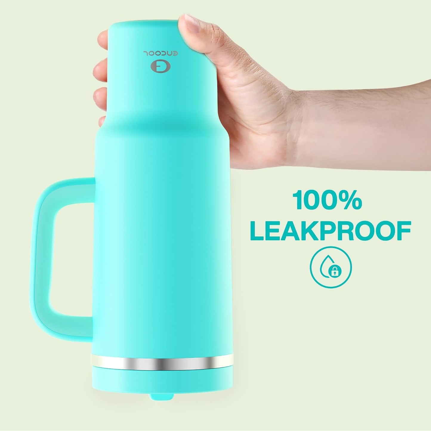 40 oz Tumbler with Handle and Straw: Stainless Steel Insulated Tumbler Keeps Cold for 24 Hours, Leakproof Travel Cup Fits in Cup Holder and BPA-Free,Aquamarine Blue