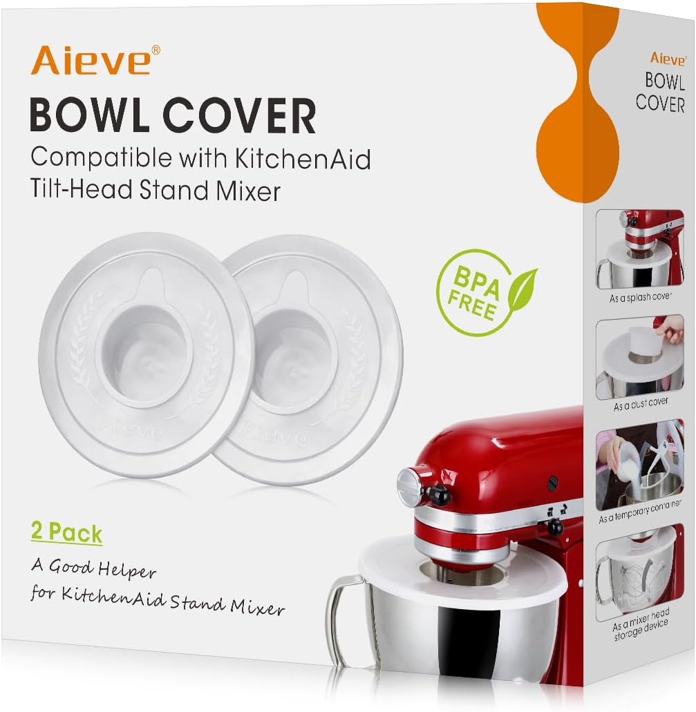 AIEVE Mixer Bowl Covers,Mixer Splatter Guard Lids for KitchenAid 4.5-5 Quart Tilt-Head Stand Mixer(2 Pack)