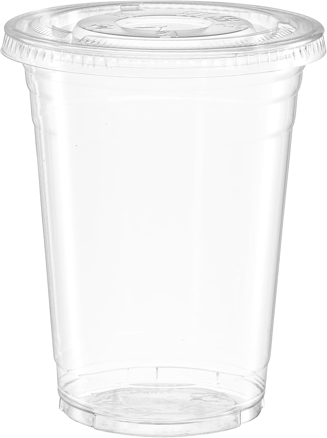 GUSTO Clear Plastic Cups with Flat Lids [16 oz - 100 Count] - Disposable Iced Coffee Cups with Lids - PET Plastic Cold Cups for Smoothies, Juices & To-Go Drinks - Formerly Comfy Package