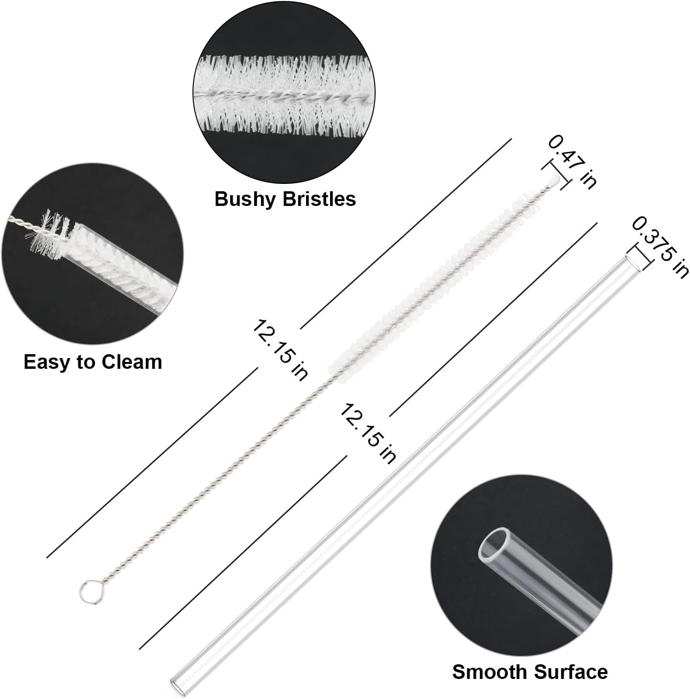 10 Pcs Replacement Straws Compatible with Stanley 40 oz 30 oz 64 oz Cup Tumbler, Reusable Plastic Straws with Cleaning Brush, Compatible with Stanley Adventure Travel Tumbler（12inch Long）