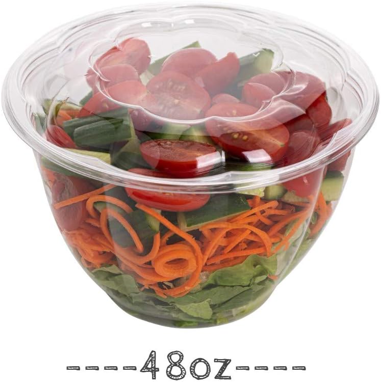 Smygoods Disposable Plastic Salad Bowls with Airtight Lids Ideal for Meal Prep, Takeout, Catering, Parties, Picnics, and Food Storage, Stackable, Leak-Proof
