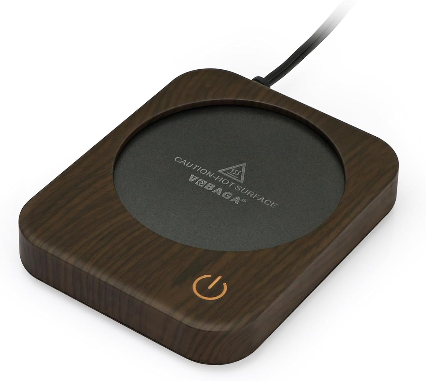 VOBAGA Coffee Mug Warmer for Desk with Auto Shut Off & 3-Temp Settings, Coffee Cup Warmer with Smart Safety Alert Home Office Accessory, Perfect for Coffee, Tea, Milk (Wood)