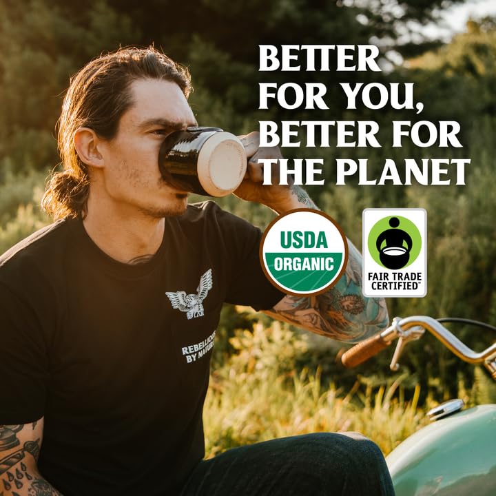 Death Wish Coffee, Organic and Fair Trade Dark Roast Whole Bean Coffee, 16 oz