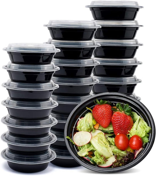 Glotoch Meal Prep Food Container 50 Pack, Disposable with Lids, Durable To Go Containers, for Takeout, Salad , Microwave Safe, BPA-Free, Stackable - 16 OZ