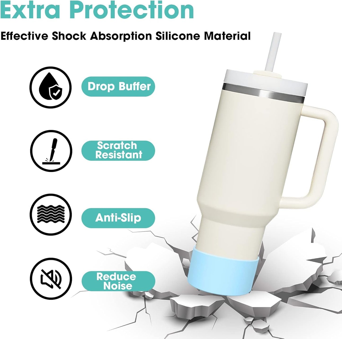 Upgrade 2PCS Protective Silicone Boot Bumper for Stanley Quencher Adventure 40oz 30oz IceFlow 20oz 30oz Tumbler, Water Bottle Bottom Sleeve Cover Accessories for Stanley Mug Cup(Light Purple)