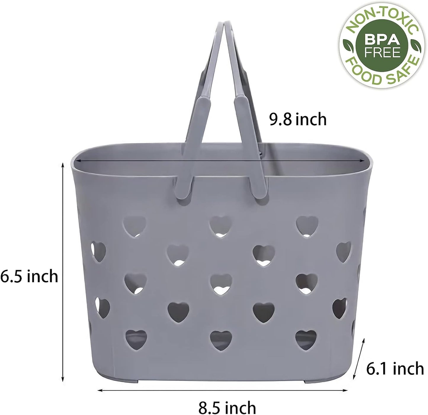 Anyoifax Portable Shower Caddy Tote Plastic Storage Basket with Handle Box Organizer Bin for Bathroom, Pantry, Kitchen, College Dorm, Garage - Grey