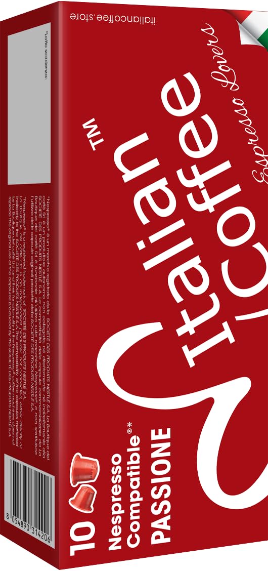 Italian Coffee pods compatible with Nespresso Original machines, Espresso capsules (100 Passione regular pods, 100 Count (Pack of 1)), red