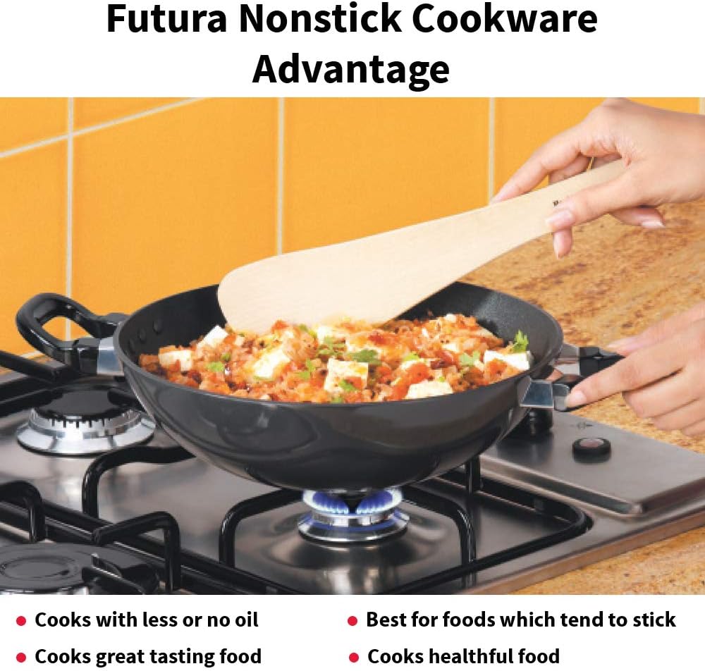Hawkins Futura 2.5 Litre Deep Fry Pan, Non Stick Kadai, Round Bottom Kadhai, Black (NK25)