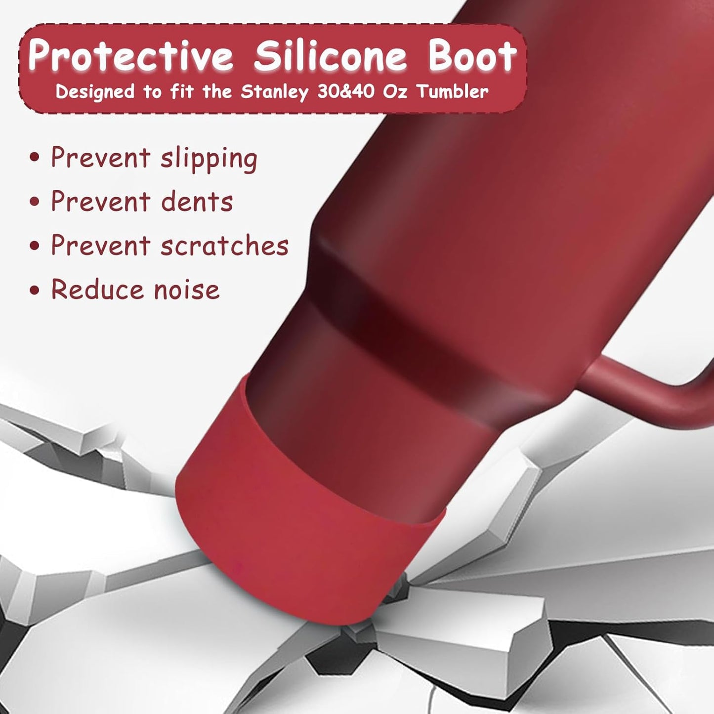 Stanley Cup Accessories Set,Including 2 Pcs 0.4in Straw Cover, 1 Silicone Spill-Proof Stopper Set of 3, 1 Cute Flower Handle Charm, 1 Silicone Boot Fits Stanley 40&30 Oz Tumbler (Cranberry)